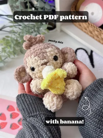 Chubby monkey crochet pattern, PDF US terms pattern, monkey crochet, plushie crochet toys $5.30