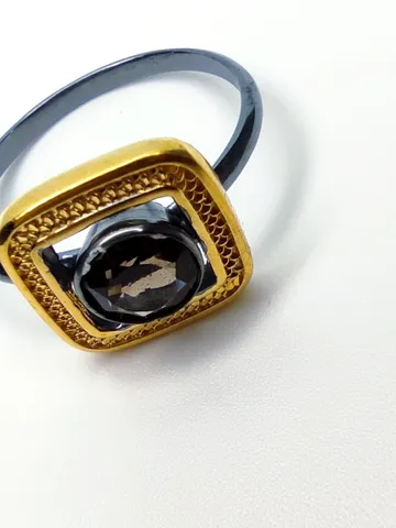 Designer ring with natural rauchtopaz