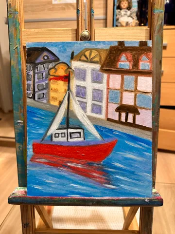 Oil Painting Netherlands Amsterdam Canal Boat Trip Cityscape Countries Travel Vacation Cardboard 10x8 inches 25x20 cm New Wall Decor $78.00
