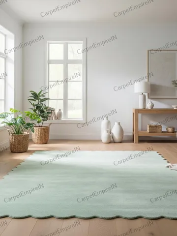 Buy Scalloped Area Rug | Modern Abstract Rug, Home Rug, Living Room Rug, Dining Decor, Bedroom Rug, Custom Rug, 4x6, 5x7, 8x10, 9x12, 10x14. $233.80
