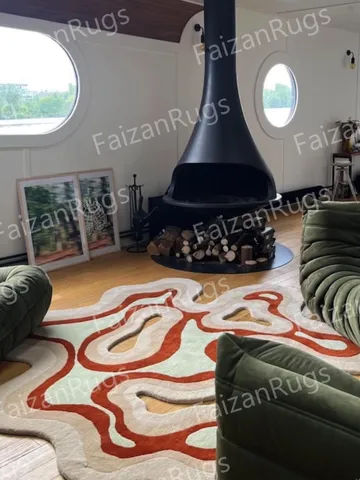 Buy Amoeba Shaped Rug Hand-Tufted 100% Wool Handmade Area Rug Carpet for Home, Bedroom, Living Room, Kids Room, Custom Rug Also. $516.06