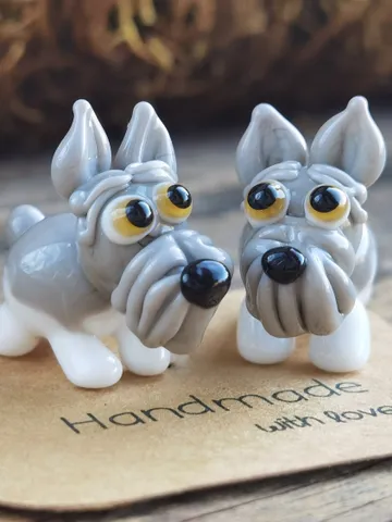 GLASS FIGURINES Schnauzer figurine Schnauzer GIFT Dog ornament Dog art Glass Dog decor Glass schnauzer art Miniature animals Tiny schnauzer $26.63