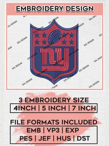 New York Giants Logo Embroidery Designs, NFL Giants, NFL Logo Embroidery Files, NFL New York Giants Machine Embroidery Design, Digital Download $6.99