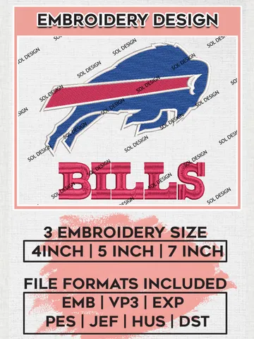 Buffalo Bills Football Embroidery files, Bills NFL Logo Embroidery Design, NFL Teams, Football, Digital Download | EMB_SPORT_30 $6.99