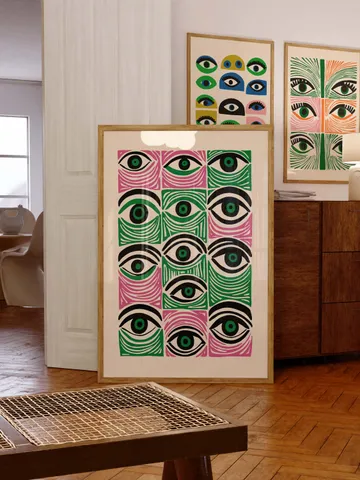 Abstract Eye Wall Art, Colorful Modern Eye Prints, Minimalist Digital Eye Poster Set, Vibrant Home Office Decor, Instant Digital Download