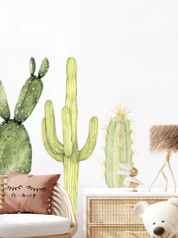 Cactus Wall Decals - Watercolor Cactus Wall Decal, Jungle Wall Decal, Safari Wall Decals h194 $36.99