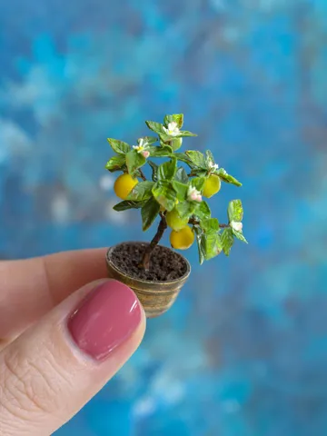 MINIATURE Lemon tree in a ceramic pot 2 | Dollhouse miniatures $68.00