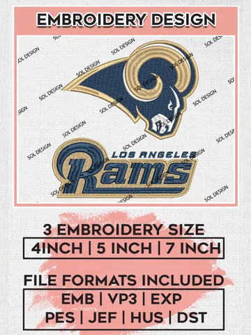Los Angeles Rams Football Embroidery files, Rams NFL Logo Embroidery, NFL Teams, Digital Download | EMB_SPORT_04 $6.99