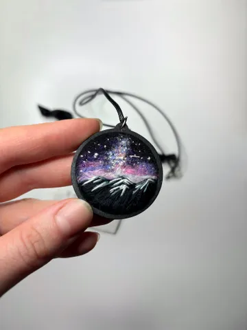 Art pendant. Miniature landscape painting $125.00