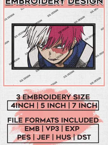 Todoroki box embroidery design, Mha embroidery, Embroidery shirt, Embroidery file, Anime design, Digital download EMB_ANIME_123 $6.99