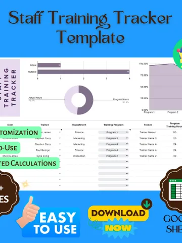 Staff Training Tracker Template, Editable Google Sheets, Employee Training Log, Professional Development Tool $8.26