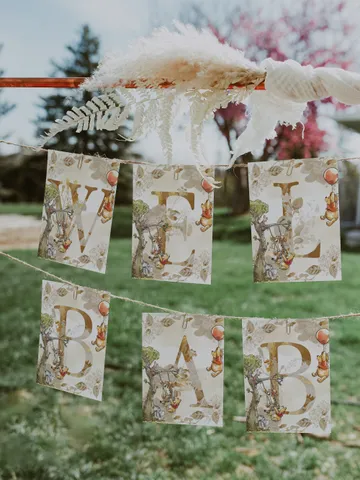 Welcome Baby Banner Winnie the Pooh Party; Winnie Pooh Baby Shower; Editable Welcome Banner; Baby Shower Party Decoration Pooh poom77 $11.62