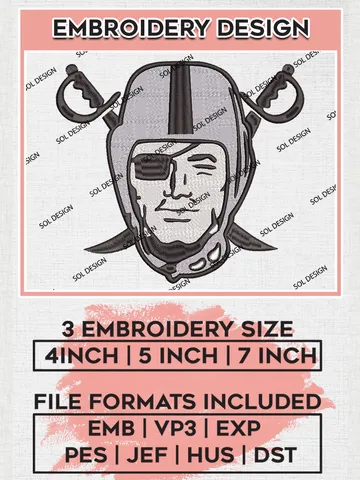 Las Vegas Raiders Logo Embroidery Designs, NFL Raiders Embroidery Designs, NFL Embroidery Designs, NFL Las Vegas Raiders Machine Embroidery Design, Digital Download $6.99