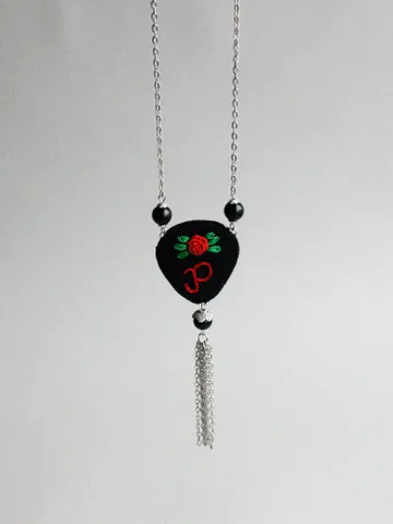Black red guitar pick holder necklace personalized Custom letter guitar pick case pendant Guitar player gift for women