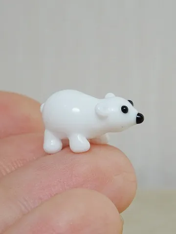 Glass figurines Polar Bear figurine Glass bear Miniature bear Tiny glass animals Blown glass art Terrarium figurines Dollhouse figurines $18.57