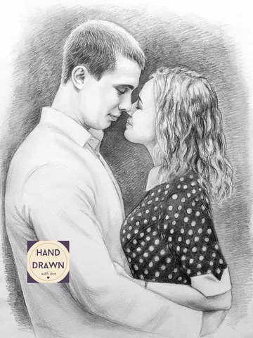 Couple pencil portrait from photo | Graphite pencil handmade portrait | Hand drawn custom portrait to order | Digital download available $55.00