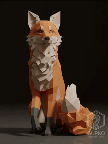 Sitting Fox Papercraft, Digital Template, PDF Download, Gurko, 3D LowPoly, Pepakura, DIY Origami Sculpture, Paper Party Decoration, DIY Gift $30.00