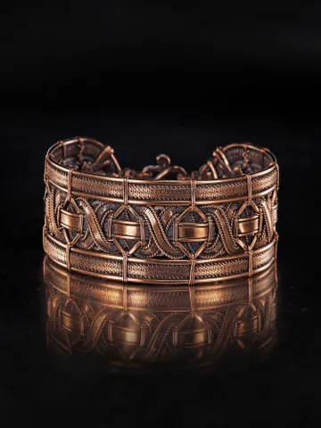 Wide copper bracelet Unique wire wrapped jewelry Hand made