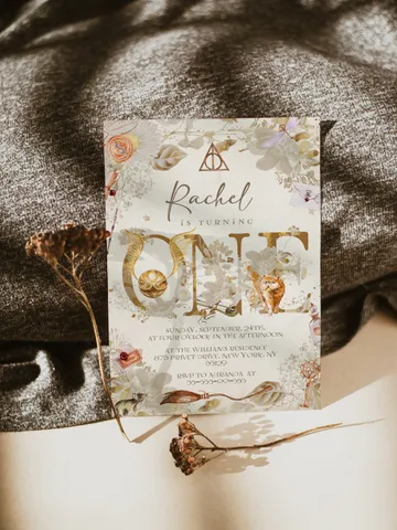 DIY Floral Wizard School Birthday Party Invitation Elegant Magic School Birthday ONE any age first Birthday Invitation magic school ahp $12.78