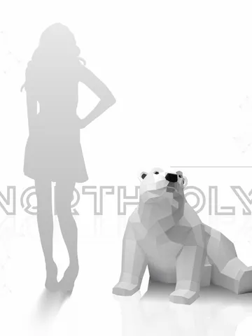 Baby Polar Bear (780 mm) Papercraft, Digital Template, PDF Download, Gurko, LowPoly, Pepakura, DIY Origami Sculpture, Paper Party Decoration $24.00