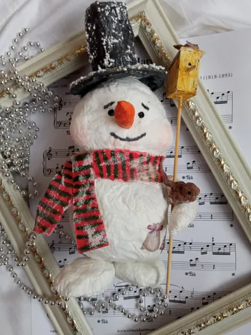 Funny Christmas snowman with birdhouse. Handmade. Xmas holidays. Christmas season. Christmas ornaments $159.00