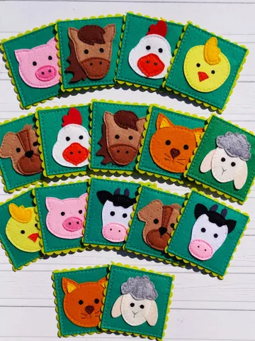Felt memory game PDF Pattern, Farm animals Matching Cards, Educational toys for kids, Felt toy pattern, Travel Toys for toddlers $10.39