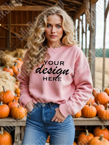 Woman Pink Sweatshirt model Mock up JPG , Autumn girl's Long Sleeve mockup. lifestyle mockup digital Instant download $2.71