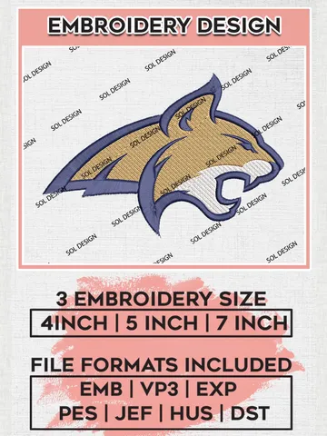 Montana State Bobcats Head Mascot Logo Machine Embroidery Design, NCAA Montana State Bobcats Embroidery Design Design files, NCAA Embroidery Designs, NCAA Machine Embroidery Designs, Digital Download $6.99
