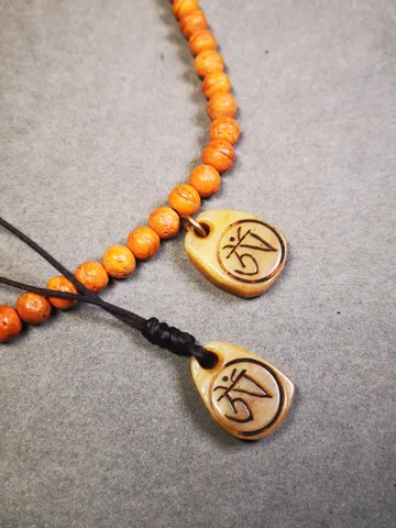 Gandhanra Tibetan Bone Carved Amulet,Om Pendant for Mala,Prayer Beads Accessories $19.99