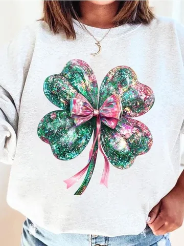 Disco Shamrock png, St Patrick's Day Png, Trendy Shamrock Coquette Bow PNG, St Patrick's Day Sublimation png, Four Leaf Clover Mirror Ball $4.46