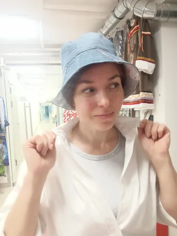 Stylish two-sided denim panama hat. It has a cotton lining $35.00