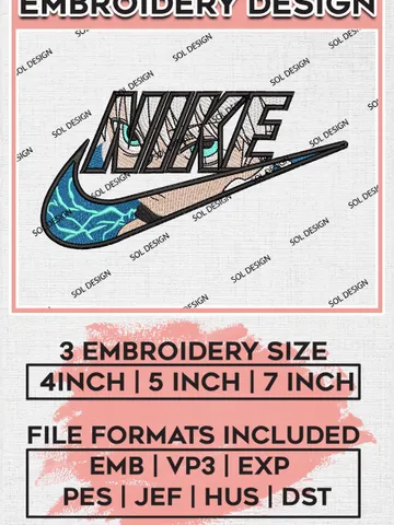Hunter x Hunter Killua Nike Swoosh Embroidery Files, Anime Zoldyck Killua Face Embroidery Design, Digital Download EMB_ANIME_175 $6.99