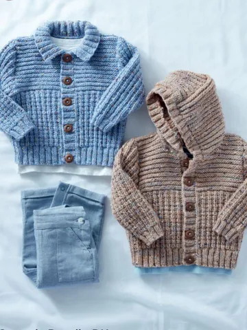 Baby children cardigan knitting pattern boy jacket hooded pattern ribbed hood pattern $6.68
