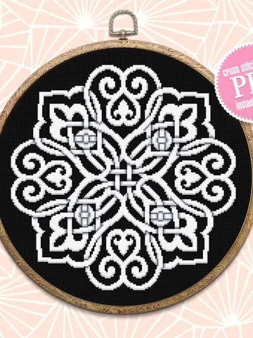 Mandala celtic cross stitch pattern PDF download, Easy mandala cross stitch chart, Celtic embroidery PDF, Celtic knot pattern #M196 $4.60