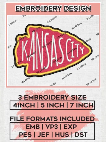Kansas City Chiefs Embroidery Design Files, NFL Chiefs , NFL Logo Embroidery Files, NFL Kansas City Chiefs Machine Embroidery Design, Digital Download