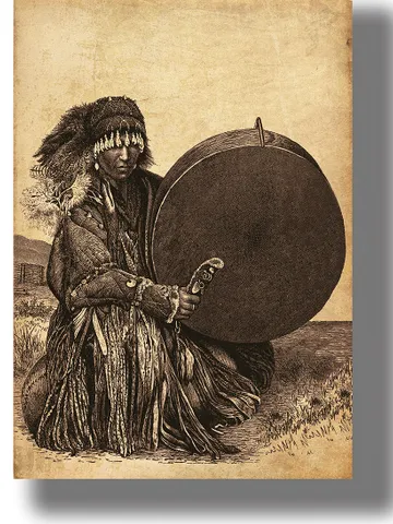 Mongolian shaman with drum. $21.00