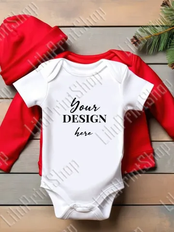 Christmas Baby Bodysuit Mockup lifestyle White Infant Romper stosk photo jpg digital Instant download $2.71