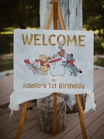 Editable Welcome banner Hundred Acre Wood First Birthday party banner; Winnie the Pooh Party; Classic Pooh Party Birthday Download; xpooh1 $11.62