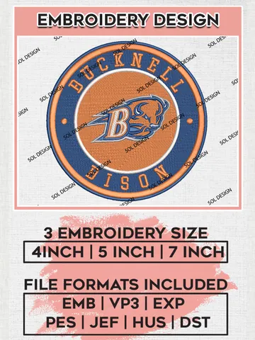 NCAA Bucknell Bison Round Logo Embroidery, NCAA Bucknell Bison Logo Embroidery files, NCAA Teams, Machine embroidery designs, Digital Download $6.99