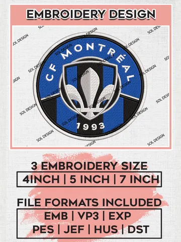 CF Montreal Embroidery Designs, MLS Embroidery files, CF Montreal MLS Teams, CF Montreal Football, Digital Download