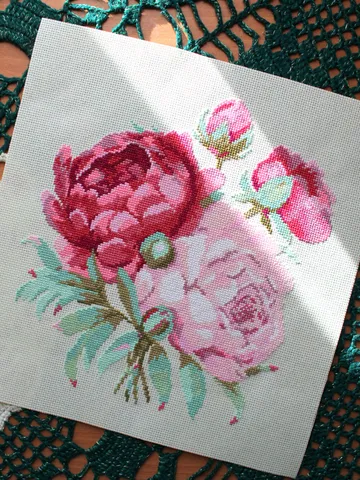 Cross stitch pattern Peonies, floral cross stitch pattern PDF $5.60