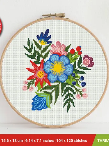 Flowers Cross stitch pattern | Embroidery Pattern | Instant Download | Embroidery Designs $5.94