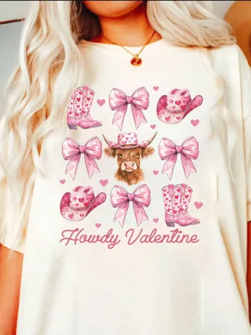 Howdy Valentine Coquette png, Valentines Cow print png, Valentines Sublimation PNG, Pink Cowgirl png, Vday shirt designs, Coquette bow png $3.62