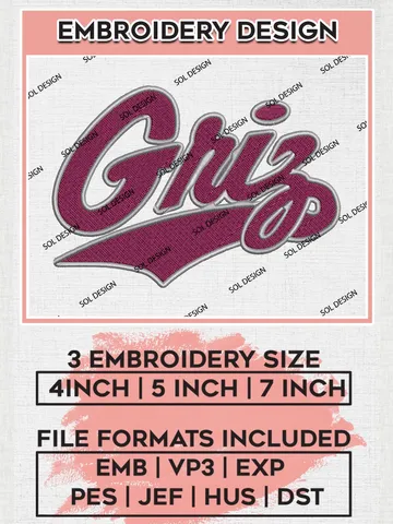 Montana Grizzlies Logo Machine Embroidery Design, NCAA Montana Grizzlies Embroidery Design Design files, NCAA Embroidery Designs, NCAA Machine Embroidery Designs, Digital Download $6.99