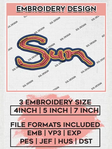 WNBA Connecticut Wordmark Logo Embroidery Files, WNBA Connecticut Sun Wordmark Embroidery Designs, Basketball Teams, 3 sizes, Machine embroidery designs, Digital Download $6.99
