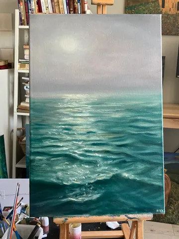 Original Landscape Oil Painting Realistic Ocean Art Original Canvas Painting Coastal Wall Decor $395.00