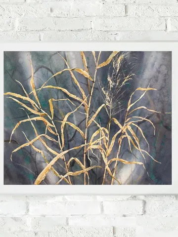 Wildflowers Original Painting Leaves Watercolor Plants Painting Grass Wall Art Prairie Grass $177.17