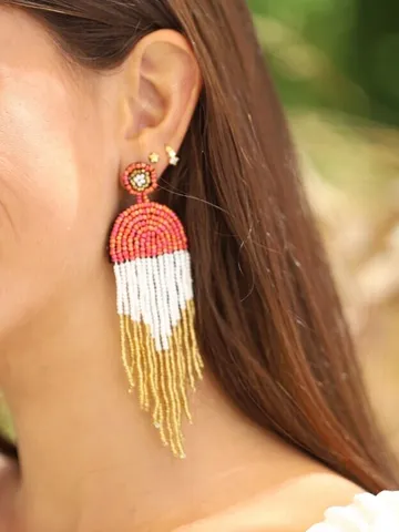 Boho Wedding Earrings, Long Beaded Fringe Earrings, Chandelier Statement Bridal Earrings, Tassel Earrings, Bohemian Statement Jewelry, Gift $83.00