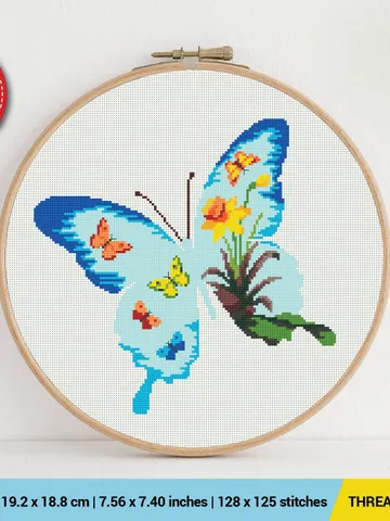 Butterfly Silhouette Cross stitch pattern | Embroidery Pattern | Instant Download | Embroidery Designs $5.49