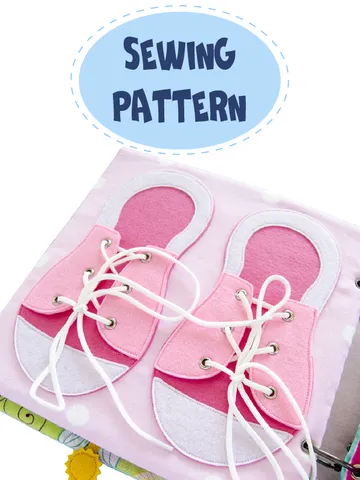 Quiet book page, Shoe tying , PDF sewing pattern, SVG files, 2 sizes $3.00